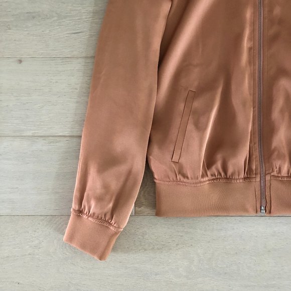 Maison Jules Satin Ruffled Bomber Jacket - Picture 5 of 12